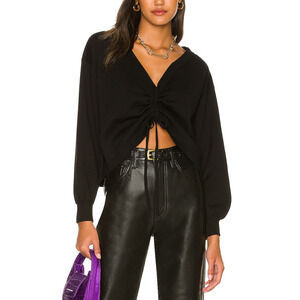 Alive + Olivia 'Nora' Black Wool Open Neck Drawcord Pullover Size S